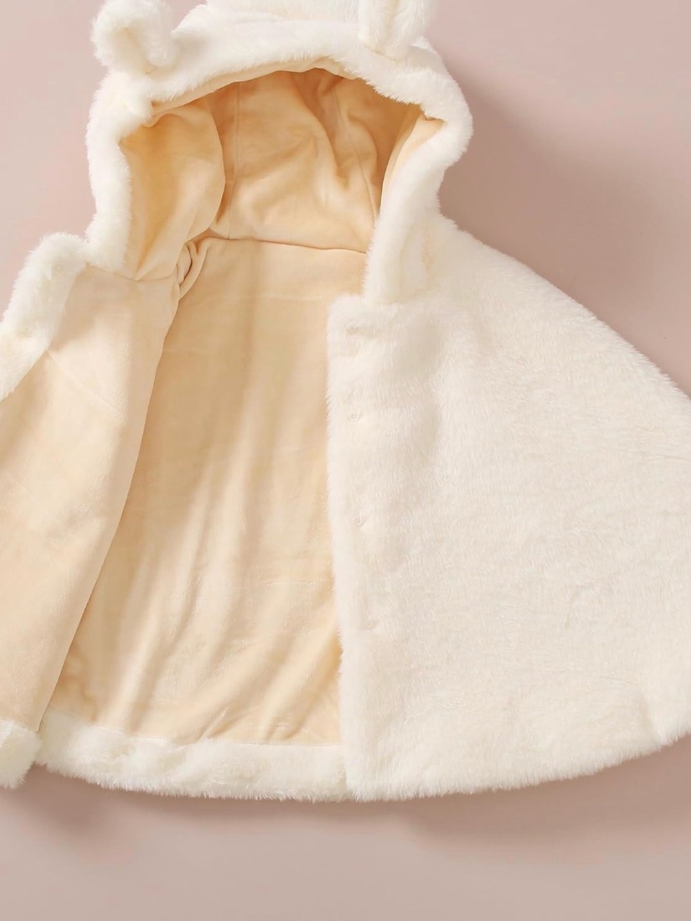 Cream Faux-Fur Hooded Cape Jacket - Size 12-18M